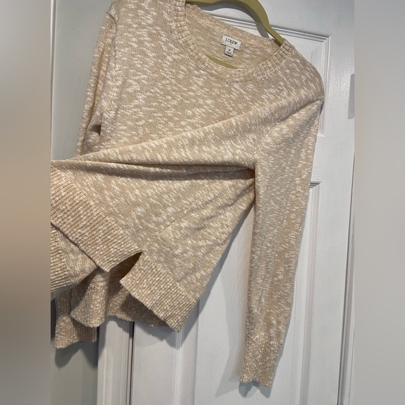 J. Crew Size S Crew Neck Beach Sweater Lightweight Loose Knit Cream Khaki - Picture 9 of 11
